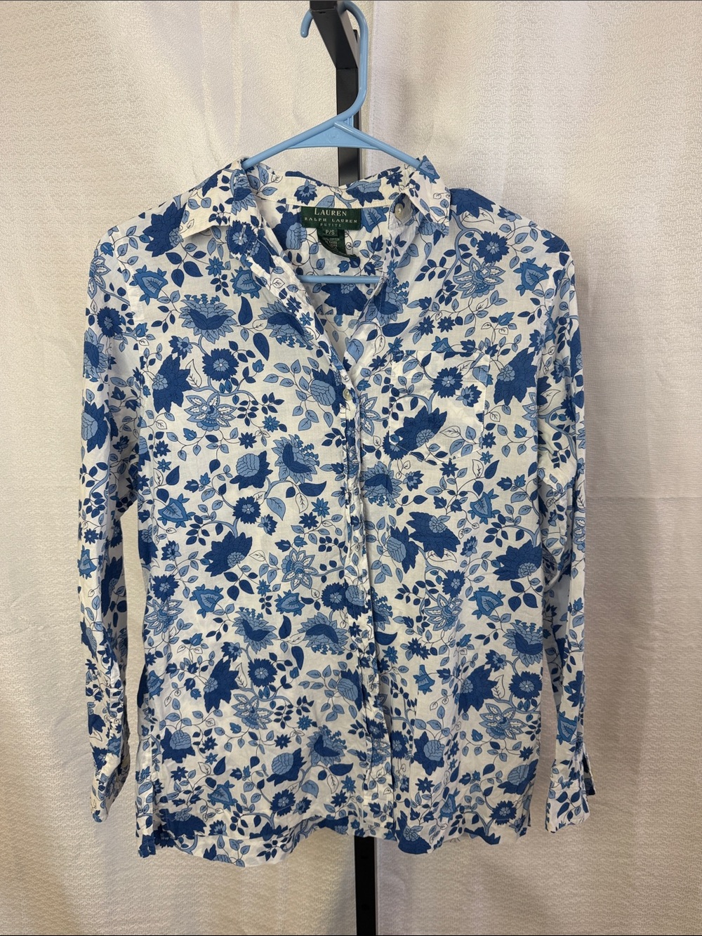Lauren Ralph Lauren White and Blue Floral Shirt
